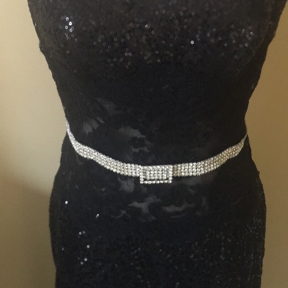Black sequin with rhinestone cocktail dress - Picture 3 of 3